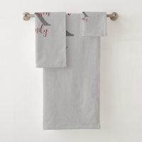 Graues Burgundy Familienname Monogram Bath Handtuc