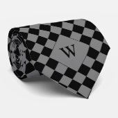 Graues Business Checkered Monogram Krawatte (Gerollt)