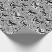 Graues Butterfly-Mustergeschenk Geschenkpapier (Ecke)