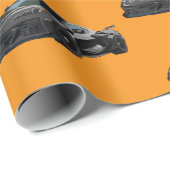 Graues C8 Corvette Sportwagen Handgezeichnet Geschenkpapier (Rolleneckpunkt)