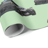 Graues C8 Corvette Sportwagen Handgezeichnet Geschenkpapier (Rolleneckpunkt)