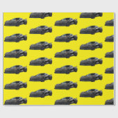 Graues C8 Corvette Sportwagen Handgezeichnet Geschenkpapier (Flach)