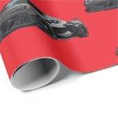 Graues C8 Corvette Sportwagen Handgezeichnet Geschenkpapier (Rolleneckpunkt)