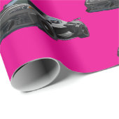 Graues C8 Corvette Sportwagen Handgezeichnet Geschenkpapier (Rolleneckpunkt)