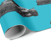 Graues C8 Corvette Sportwagen Handgezeichnet Geschenkpapier (Rolleneckpunkt)