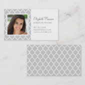 Graues Chic marokkanisches GitterFoto Visitenkarte (Vorne/Hinten)