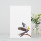Graues Cockatiel-Briefpapier Briefpapier (Stehend Vorderseite)