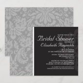 Graues Damask Bridal Dusche Einladungen (Vorne/Hinten)
