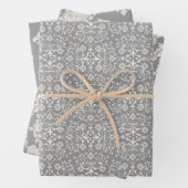 Graues Damaskus-Wrapping Paper Flat Sheet Set 3 Geschenkpapier Set (Beispiel)