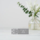 Graues Damast-Muster 1 mit Monogramm Mini Visitenkarte (Stehend Vorderseite)