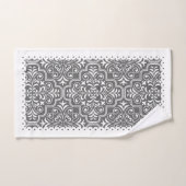 Graues Damastmuster mit weißen, geschmolzenen Ränd Badhandtuch Set (Handtuch)