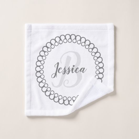 Graues dekoratives Circle Monogram Bath Handtuch S Badhandtuch Set (Waschlappen)