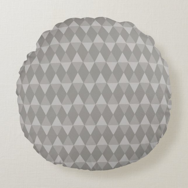 Graues Diamantmuster Rundes Kissen (Vorderseite)