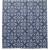 Graues Diamond-Blumenmuster mit blauem Muster Duschvorhang (Vorderseite)