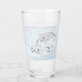 Graues Dolphin Personalisiert Glass Glas (Rückseite)