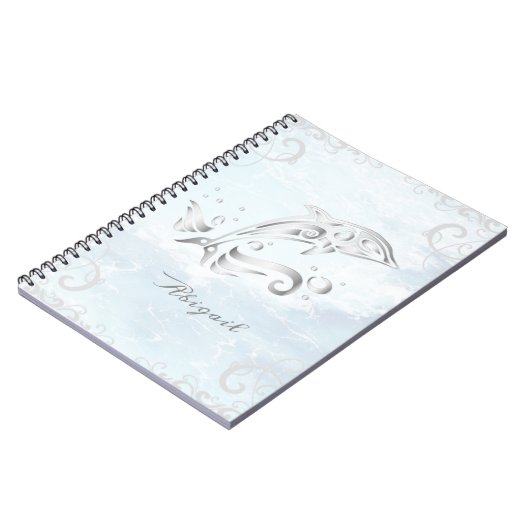 Graues Dolphin-Personalisiert-Notebook Notizblock (Linke Seite)