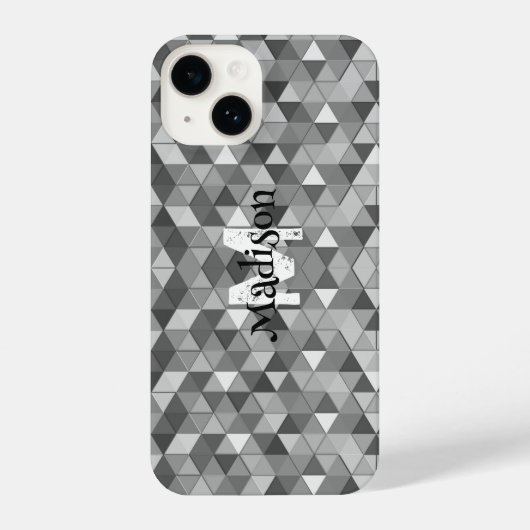 Graues Dreieck-Retrogeometrie Monogramm iPhone Hülle (Rückseite)