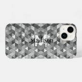 Graues Dreieck-Retrogeometrie Monogramm iPhone Hülle (Rückseite (Horizontal))