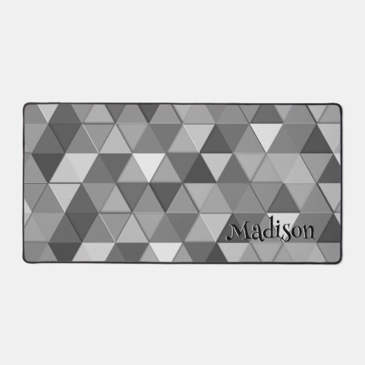 Graues Dreieck-Retrogeometrie Monogramm Schreibtischunterlage (Vorderseite)