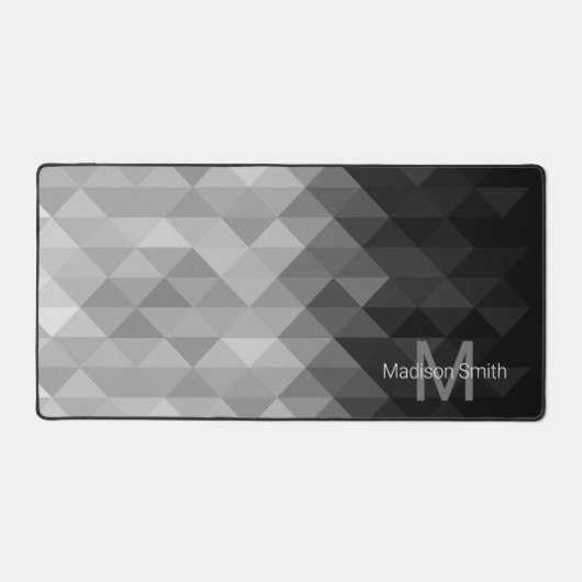 Graues Dreiecksquadrat Monogramm Schreibtischunterlage (Vorderseite)