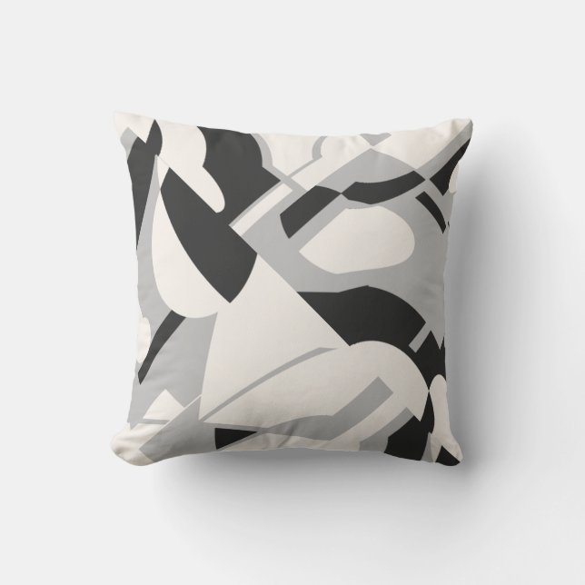Graues, dunkles, diagonales Kunstdesign Kissen (Vorderseite)