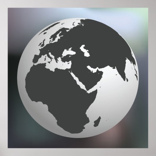 Graues Earth Globe Poster (Vorne)