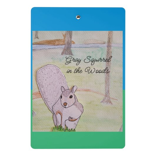 Graues Eichhörnchen im Wald Mini Klemmbrett (Rückseite)
