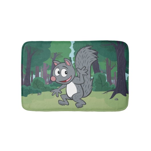 Graues Eichhörnchen-Wellenartig bewegen Badematte (Vorderseite)