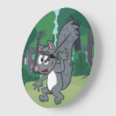 Graues Eichhörnchen-Wellenartig bewegen Große Wanduhr (Winkel)