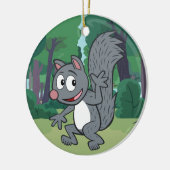 Graues Eichhörnchen-Wellenartig bewegen Keramikornament (Links)