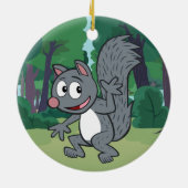 Graues Eichhörnchen-Wellenartig bewegen Keramikornament (Hinten)