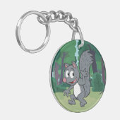 Graues Eichhörnchen-Wellenartig bewegen Schlüsselanhänger (Vorderseite links)