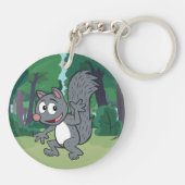 Graues Eichhörnchen-Wellenartig bewegen Schlüsselanhänger (Rückseite)