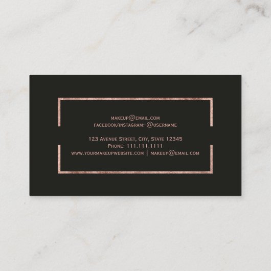 Graues einfaches Make-up des modernen Visitenkarte (Rückseite)