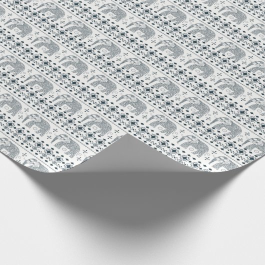 Graues Elefant-Entwurfs-Packpapier Geschenkpapier (Ecke)