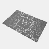 Graues Elegant Blühe Monogramm Doormat Fußmatte (Schrägansicht)