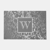 Graues Elegant Blühe Monogramm Doormat Fußmatte (Vorderseite)