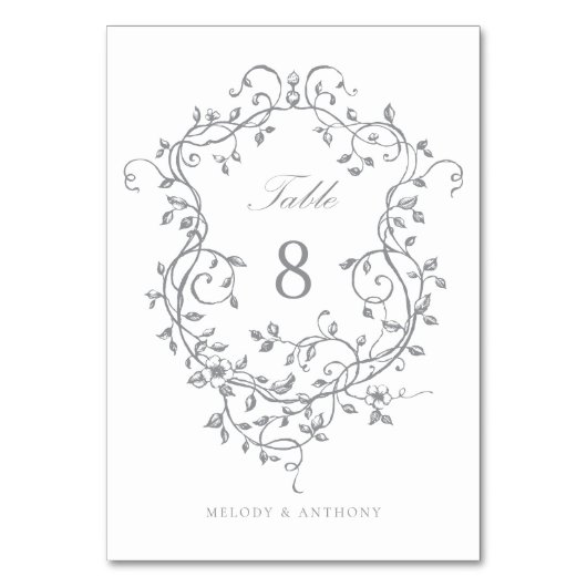 Graues Elegantes französisches Viktorianisches Wap Tischnummer (Rückseite)