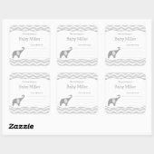 Graues Elephant Baby Dusche Buchzeichen, neutral Quadratischer Aufkleber (Blatt)