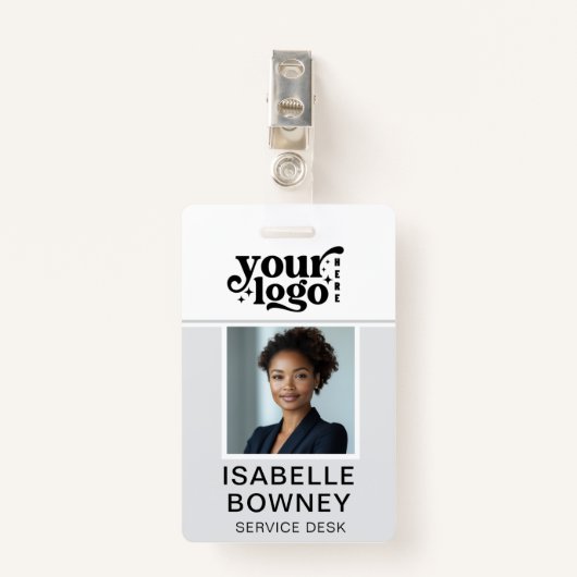 Graues Employee Foto ID Company Security Abzeichen Ausweis (Vorderseite mit Klammer)