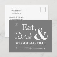 Graues Essen Drink wir Got Verheiratet Retro Elope
