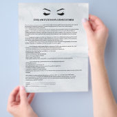 Graues EYELASH-VERLÄNGERUNGSFORMULAR Flyer (Hand)