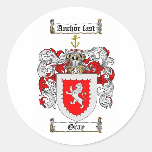 Graues FAMILIENWAPPEN - graue Wappendecke Runder Aufkleber (Vorderseite)