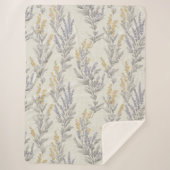 Graues Farn Botanisches Muster Sherpadecke (Vorderseite)