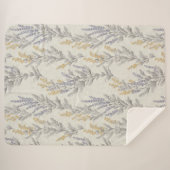 Graues Farn Botanisches Muster Sherpadecke (Vorderseite (Horizontal))