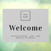 Graues Firmenlogo Begrüßungszeiten Fensteraufkleber (Blatt 3)