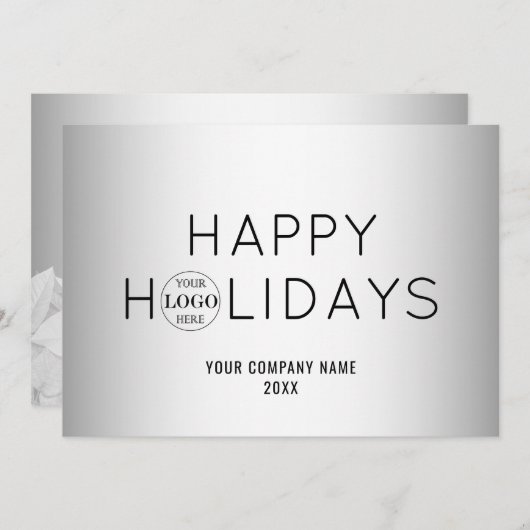 Graues Firmenlogo Feiertagskarte (Vorne/Hinten)