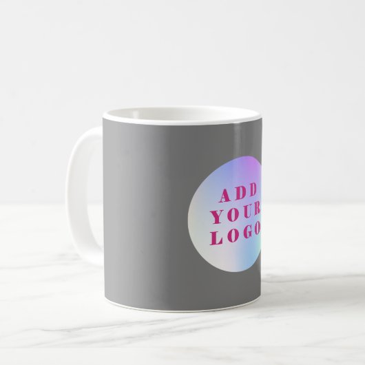 Graues Firmenlogo Kaffeetasse (Vorderseite Links)