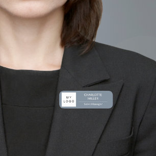Graues Firmenlogo Mitarbeiter modern Namensschild