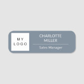 Graues Firmenlogo Mitarbeiter modern Namensschild (Vorderseite)
